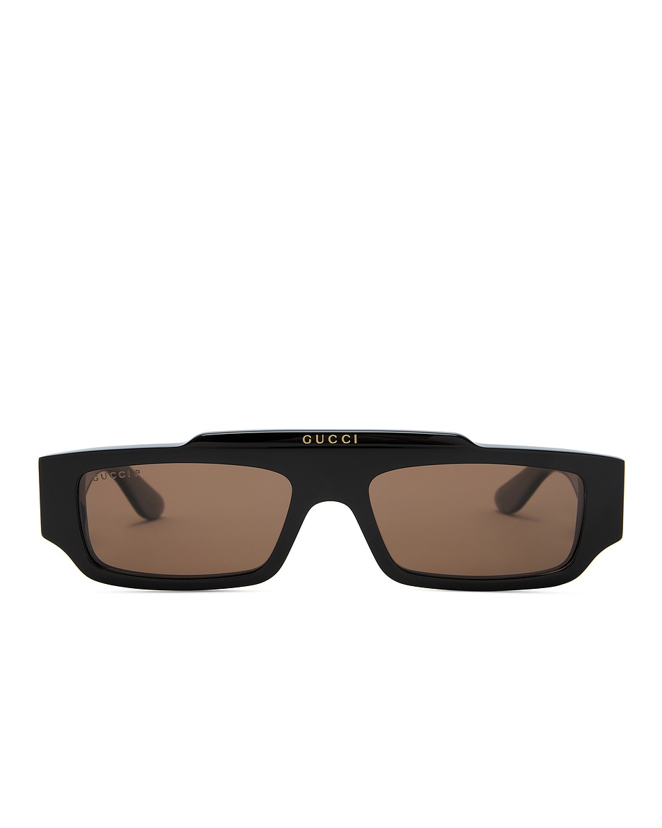 Image 1 of Gucci Rectangle Sunglasses in Black & Brown
