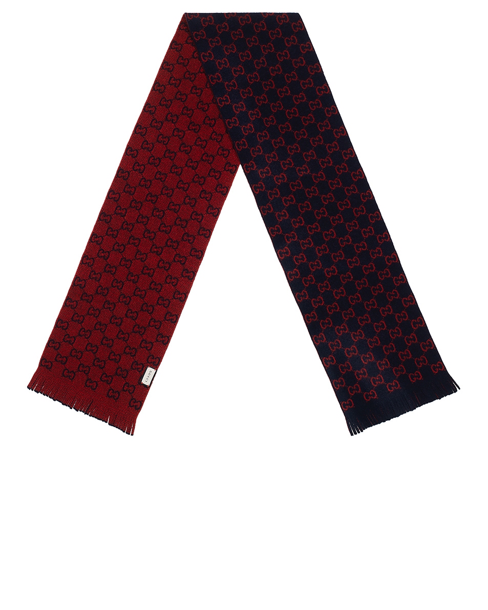 Image 1 of Gucci GG Wool Scarf In Midnight Blue & Red in Midnight Blue & Red