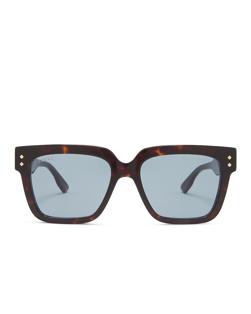 Image 1 of Gucci GG1084S Sunglasses in Shiny Dark Havana & Solid Azure