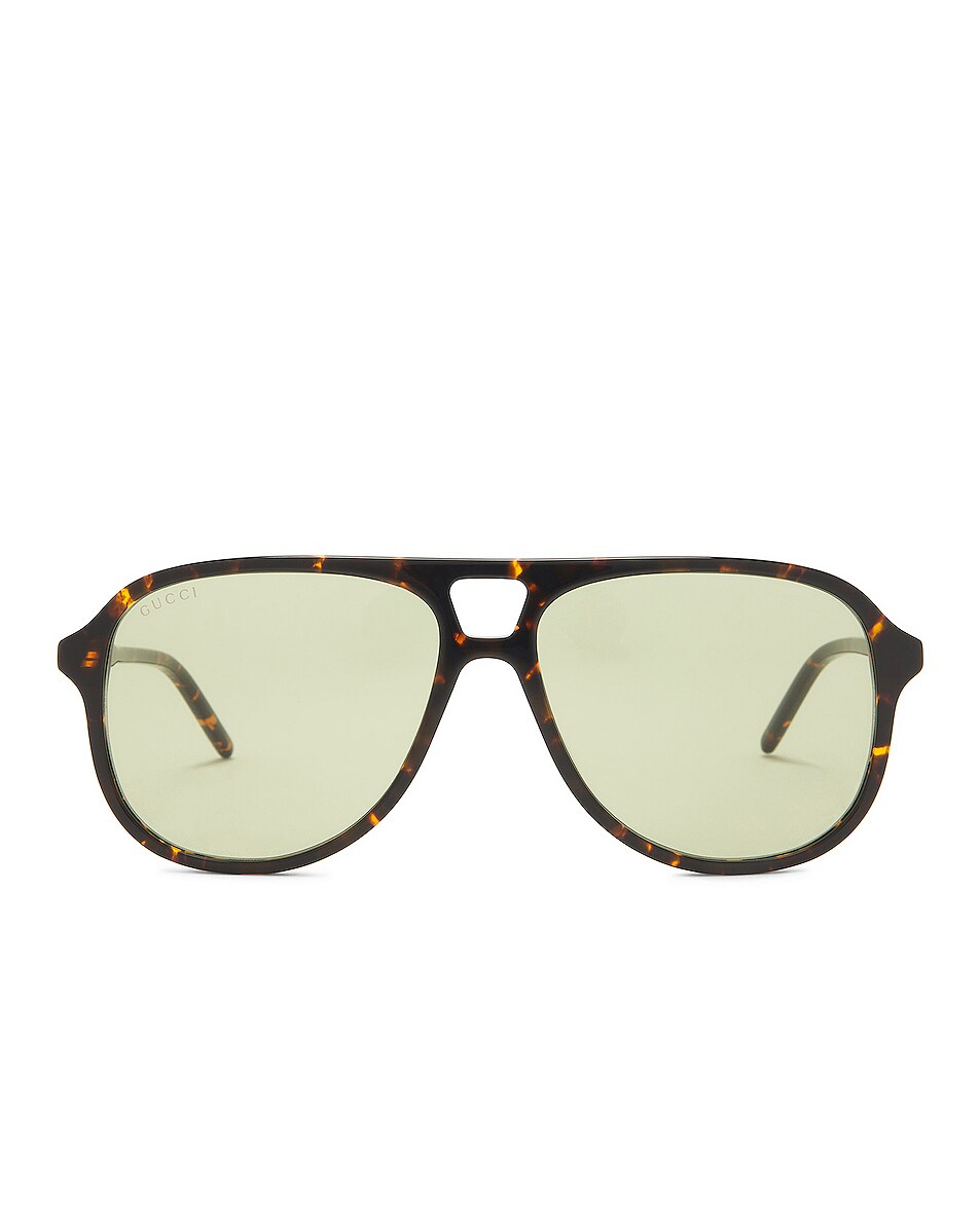 Image 1 of Gucci GG1156S Sunglasses in Shiny Spotted Black Havana & Solid Green