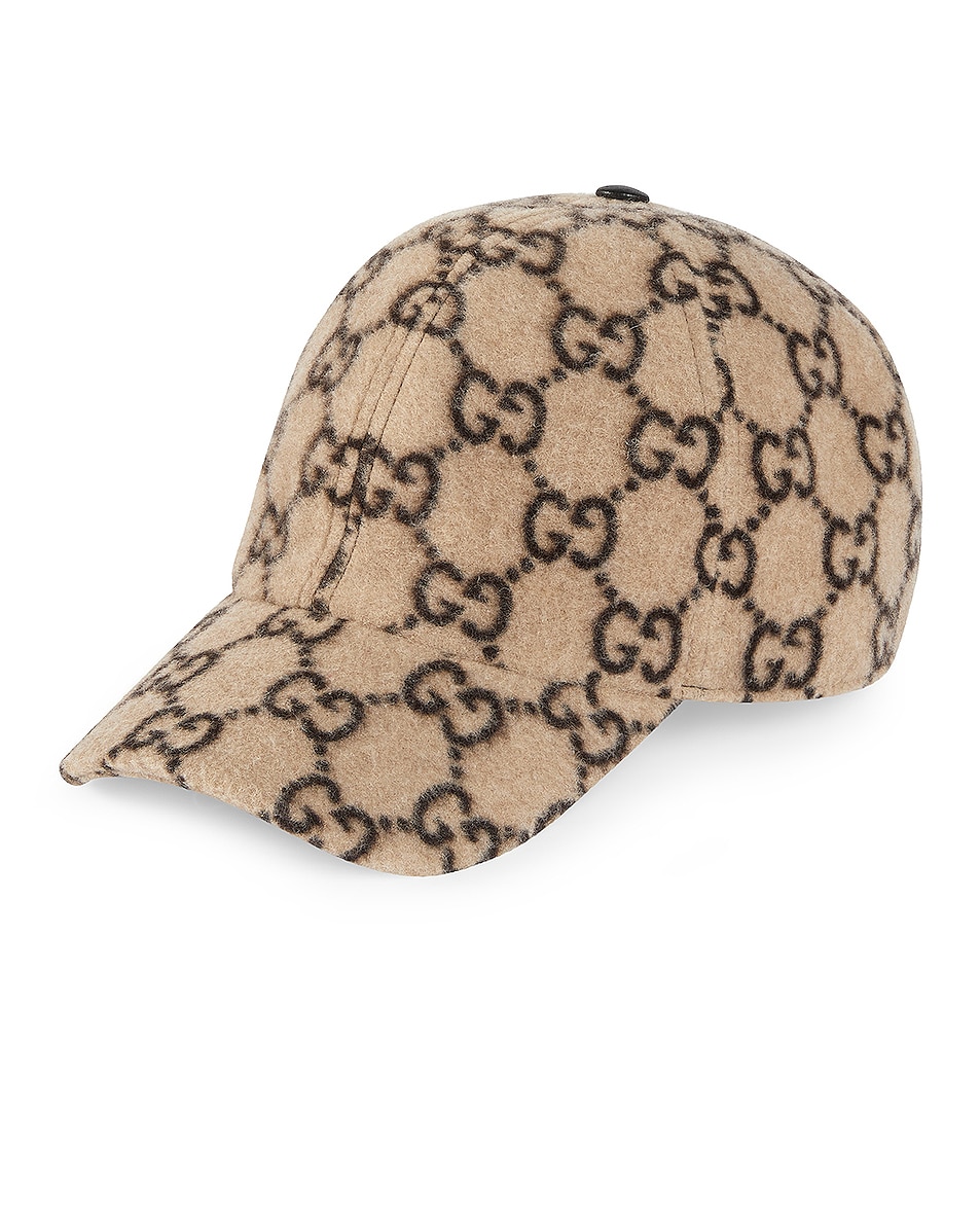 Image 1 of Gucci GG Wool Baseball Hat In Beige & Black in Beige & Black