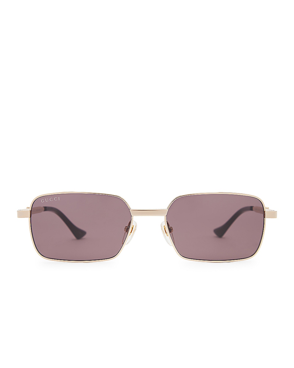 Image 1 of Gucci Rectangle Sunglasses in Gold & Grey