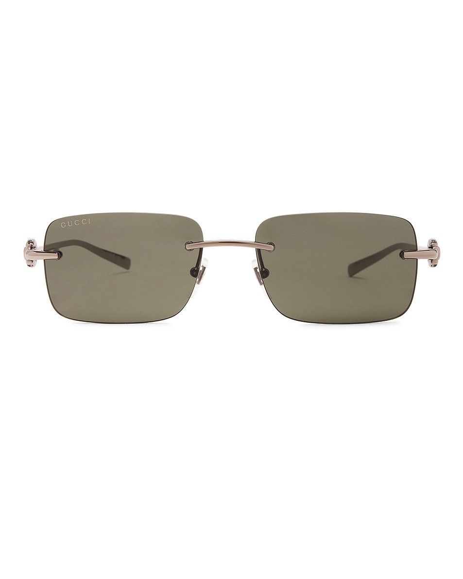 Image 1 of Gucci Rectangular Sunglasses in Ruthenium & Grey