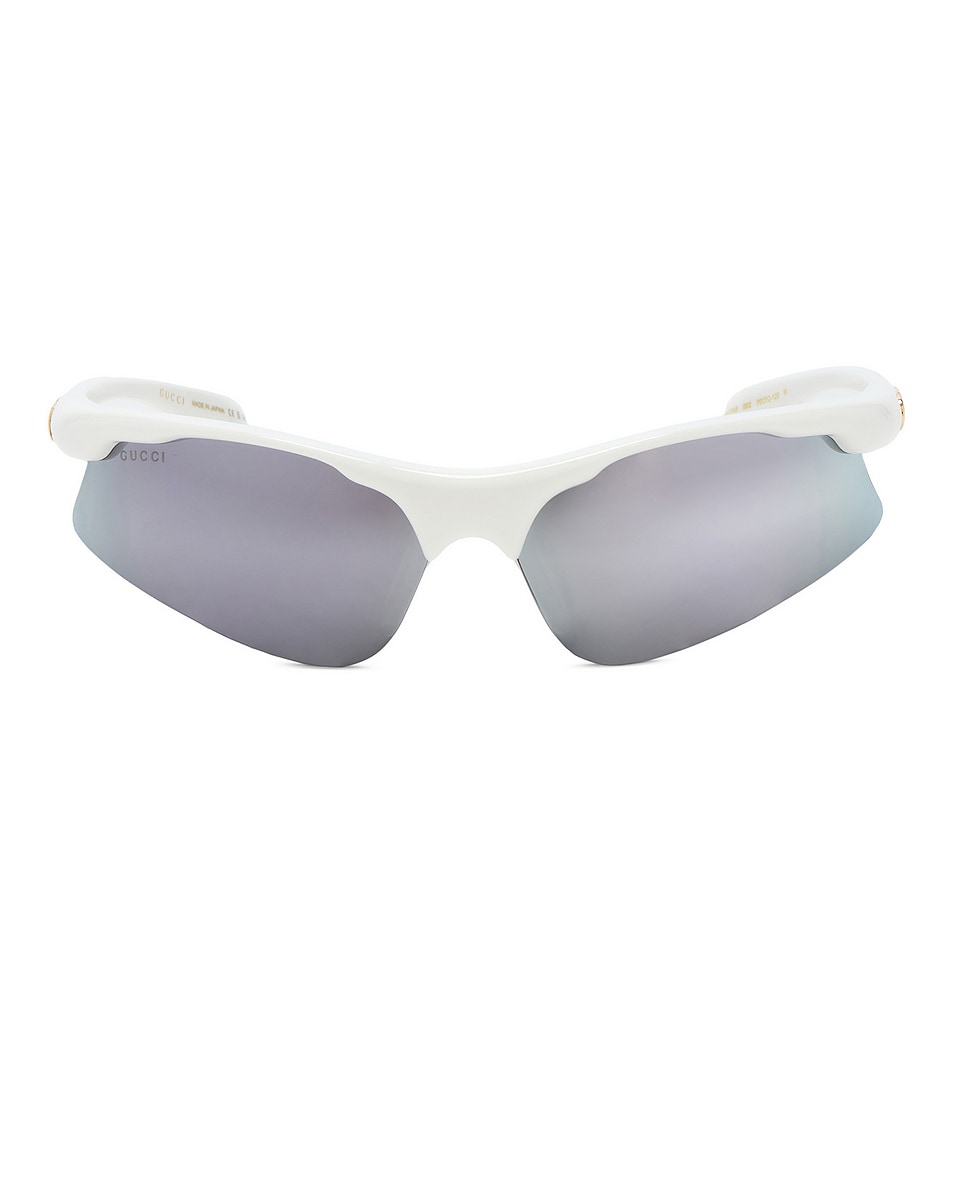 Image 1 of Gucci Geometrical Sunglasses in White & Silver