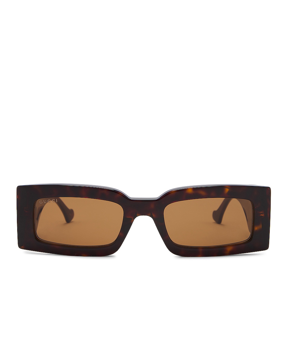 Image 1 of Gucci Rectangular Sunglasses in Havana & Brown