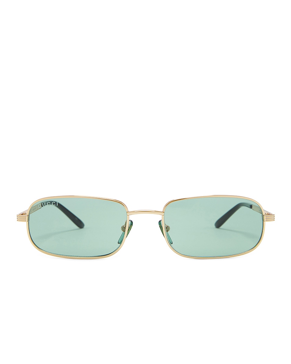 Image 1 of Gucci Rectangular Sunglasses in Gold & Green