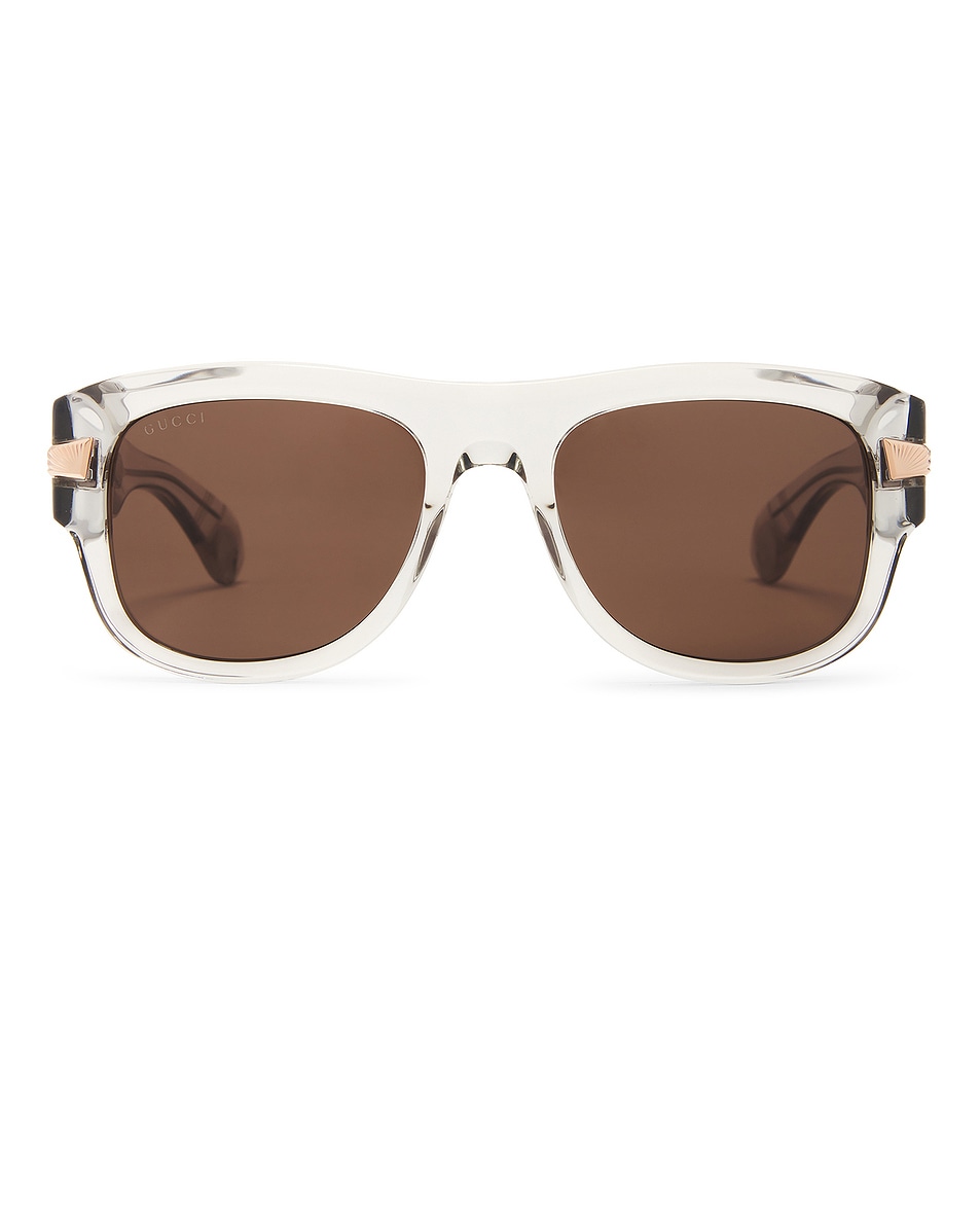 Image 1 of Gucci Rectangle Sunglasses in Grey & Brown