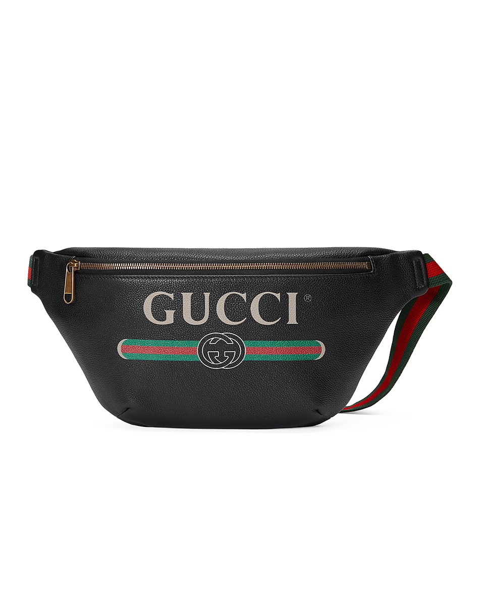 Image 1 of Gucci Gucci Print Leather Belt Bag In Black in Black