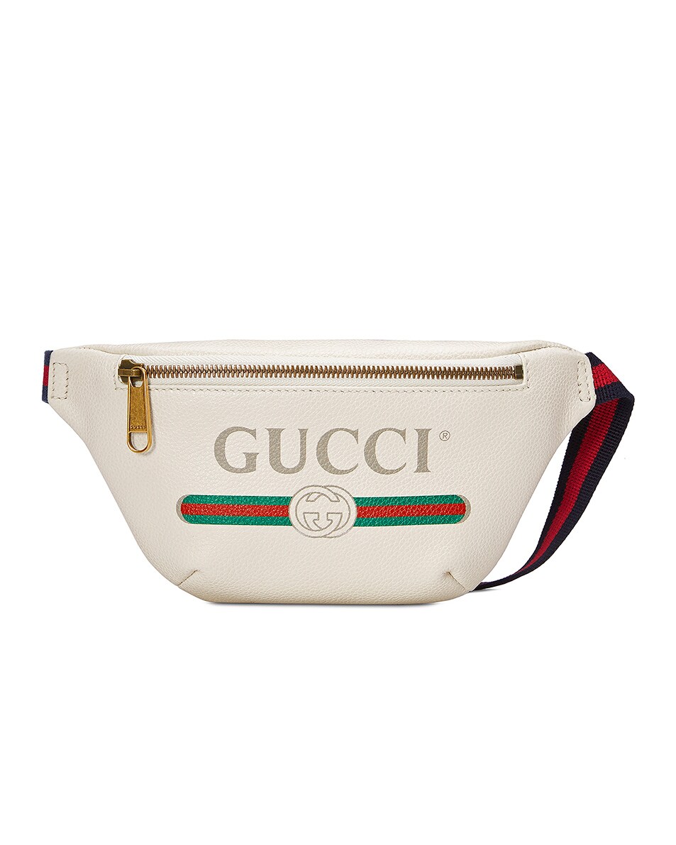 Image 1 of Gucci Gucci Print Small Belt Bag In White & Green & Red in White & Green & Red