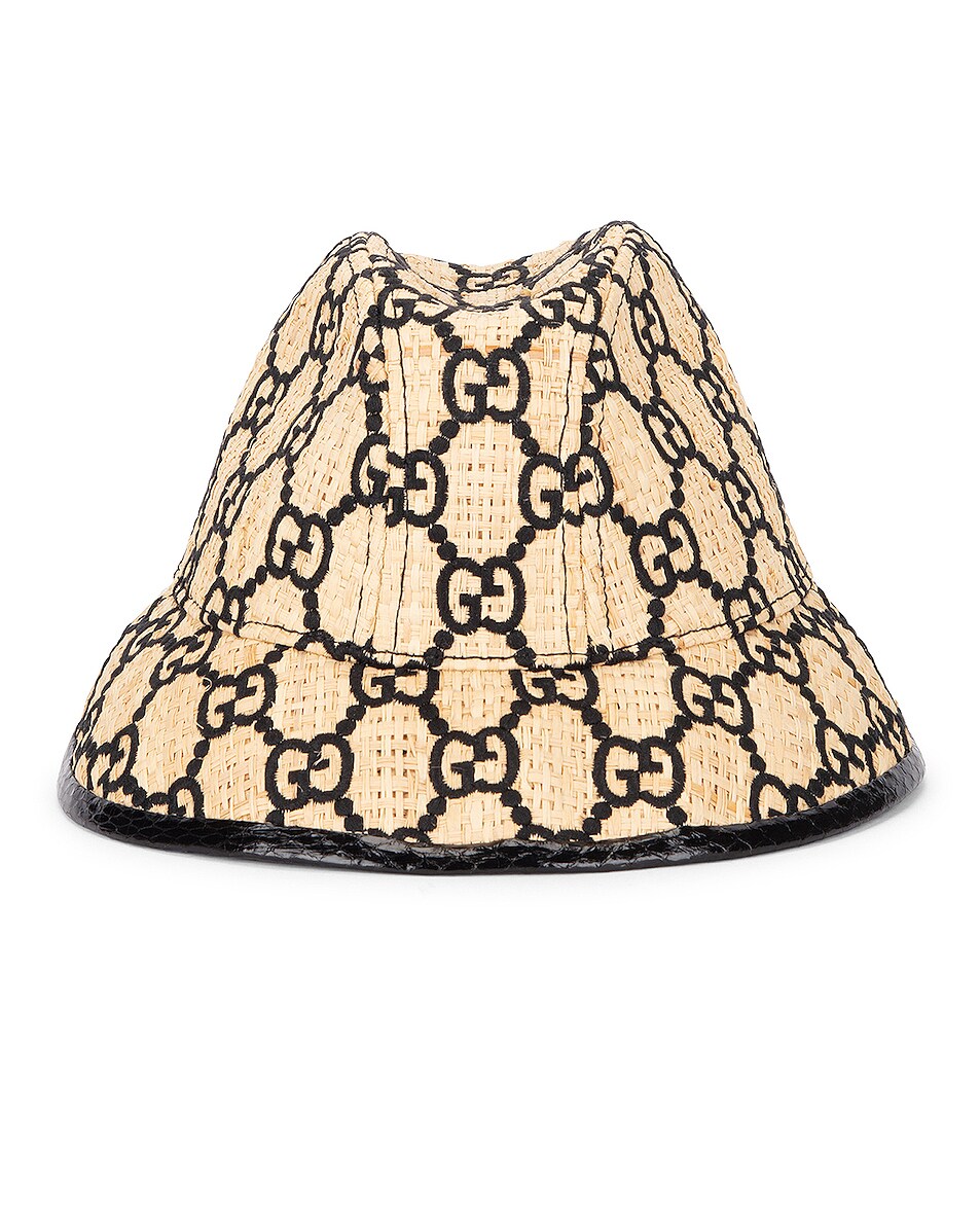 Image 1 of Gucci GG Fedora Hat in Ivory & Black
