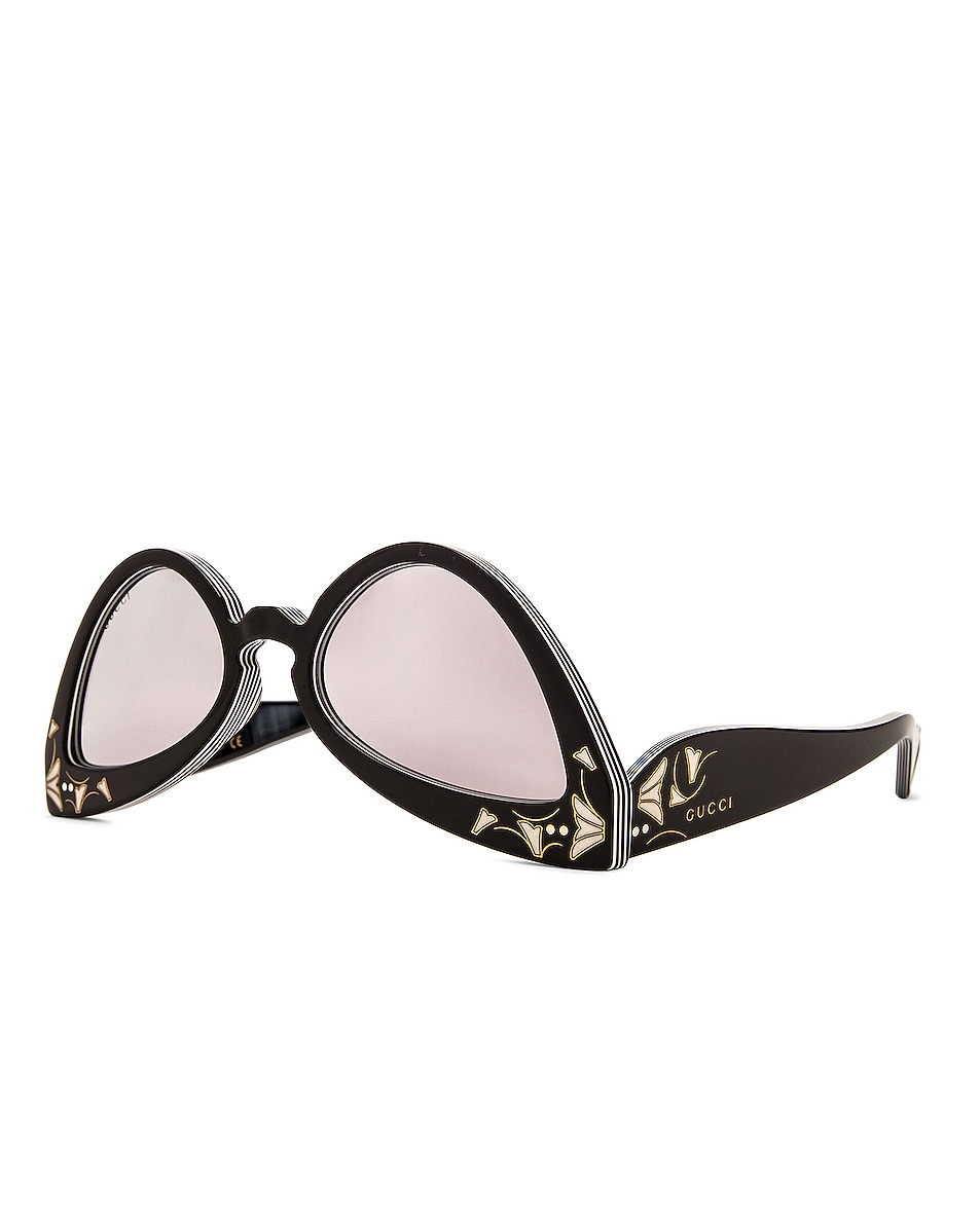 Gucci Upside Down Cat Eye Sunglasses In Black Fwrd 