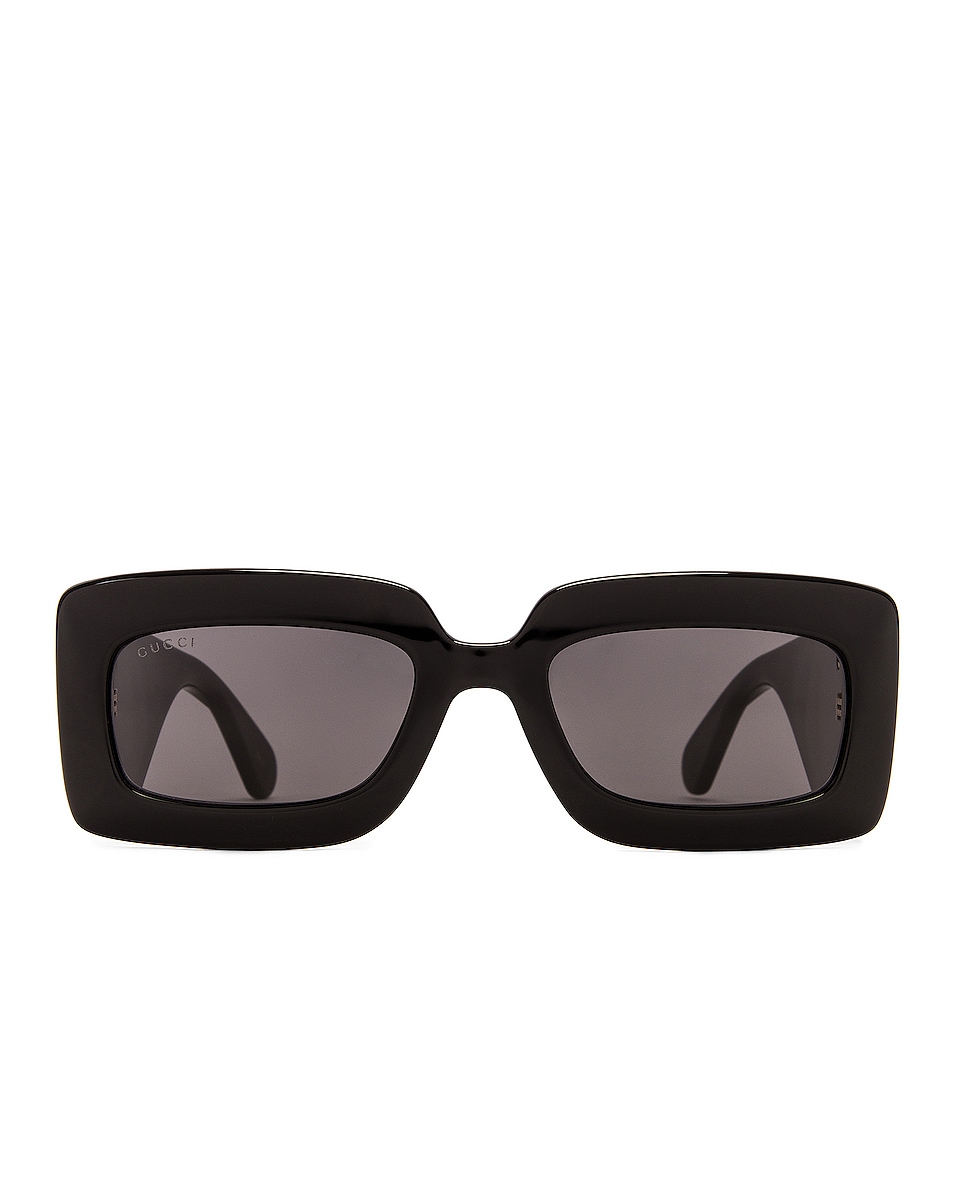 Image 1 of Gucci Matelasse Rectangular Sunglasses in Black
