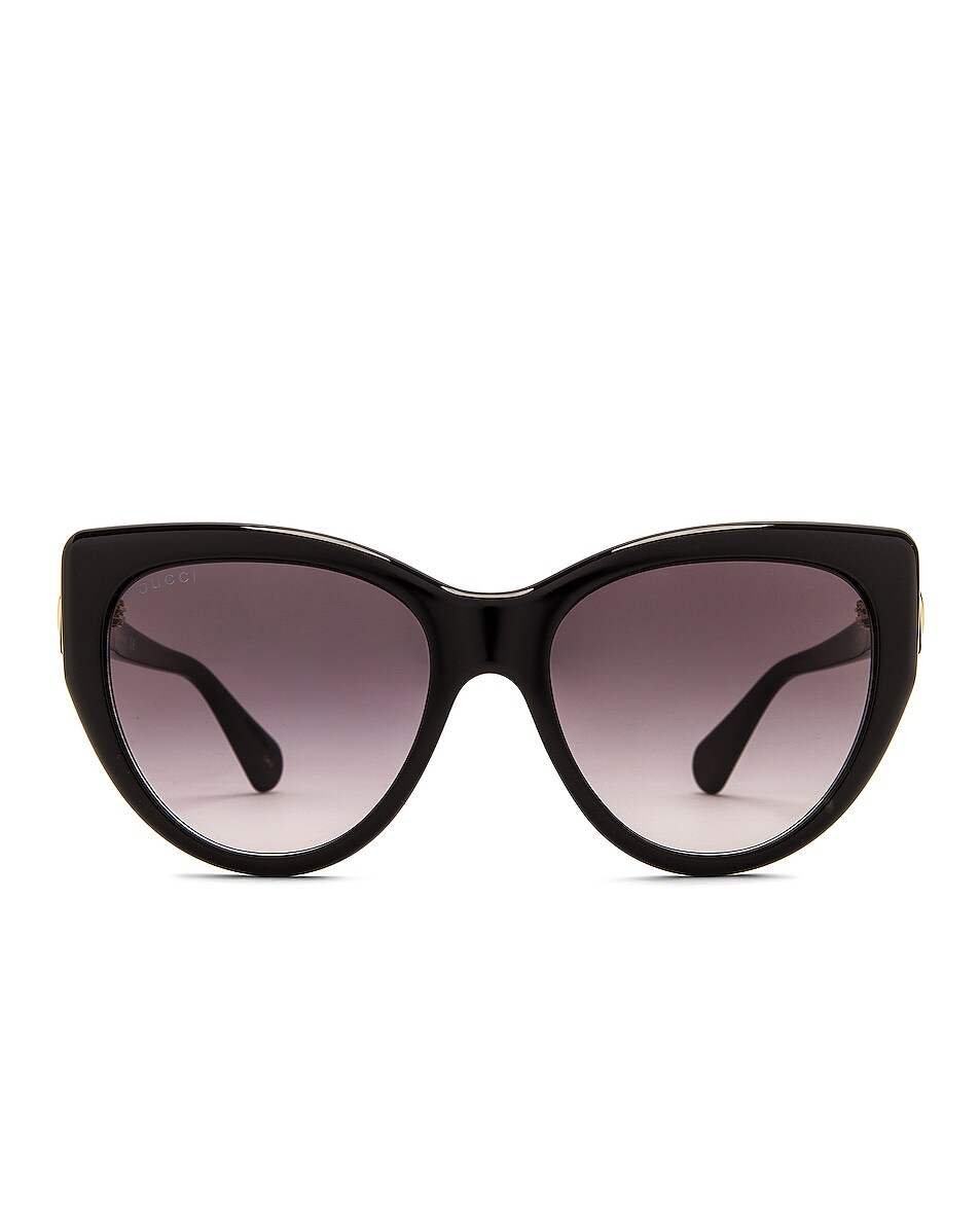 Image 1 of Gucci Fork Cat Eye Sunglasses in Shiny Black