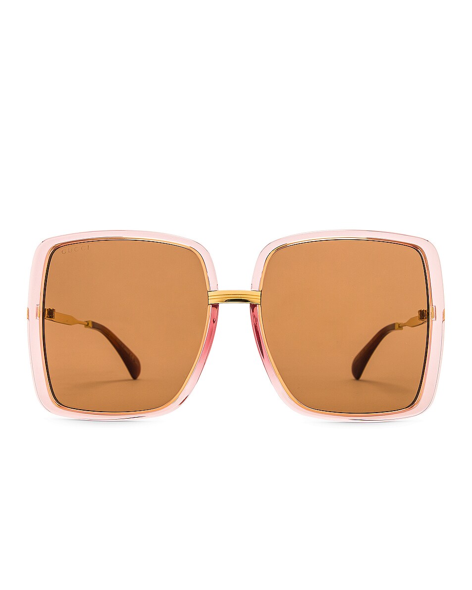 Image 1 of Gucci Oversize Square Sunglasses in Pink, Gold & Brown