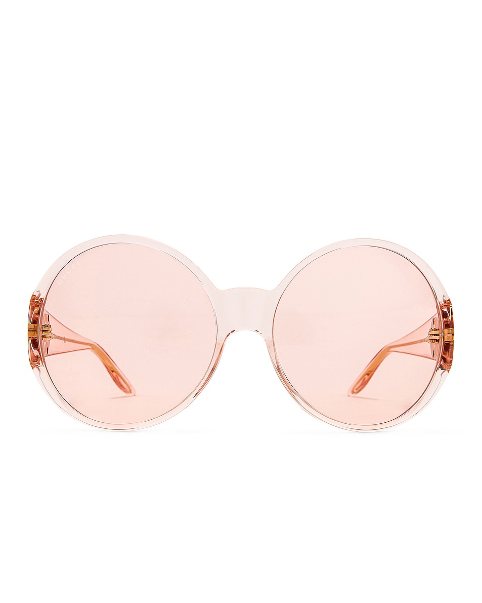 Image 1 of Gucci Acetate Round Sunglasses in Shiny Transparent Pastel Pink