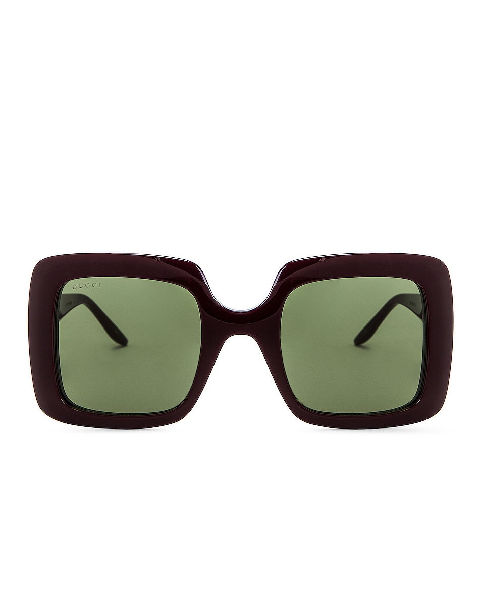 Image 1 of Gucci Oversized Square Sunglasses in Shiny Solid Wine Red