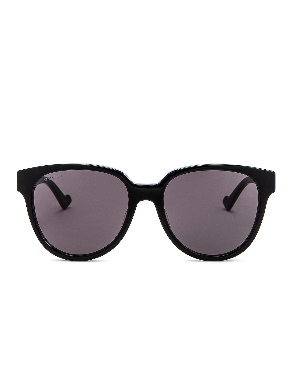 Image 1 of Gucci Round Cat Eye Sunglasses in Shiny Black