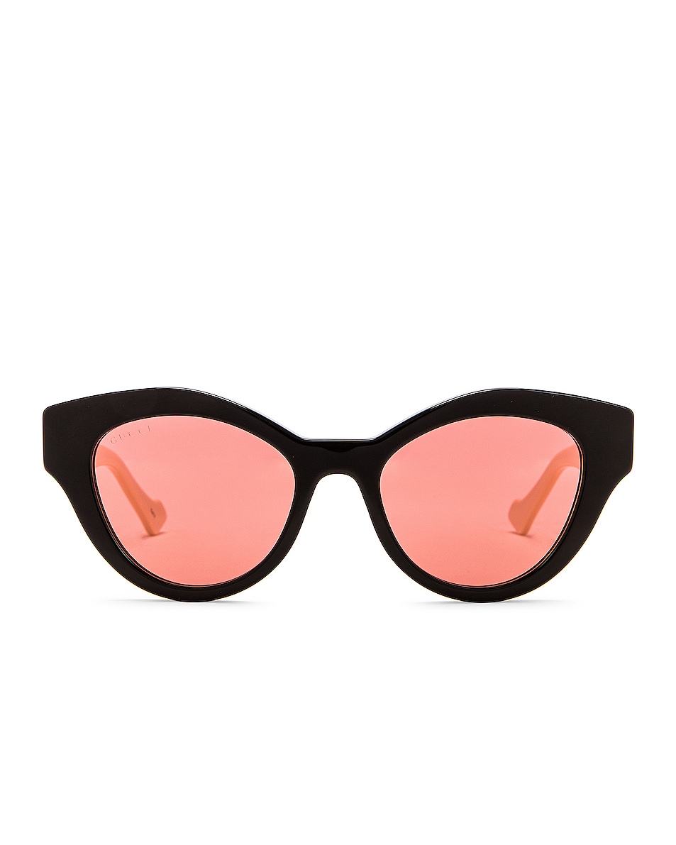 Image 1 of Gucci Cat Eye Sunglasses in Shiny Black & Shiny Solid Ivory