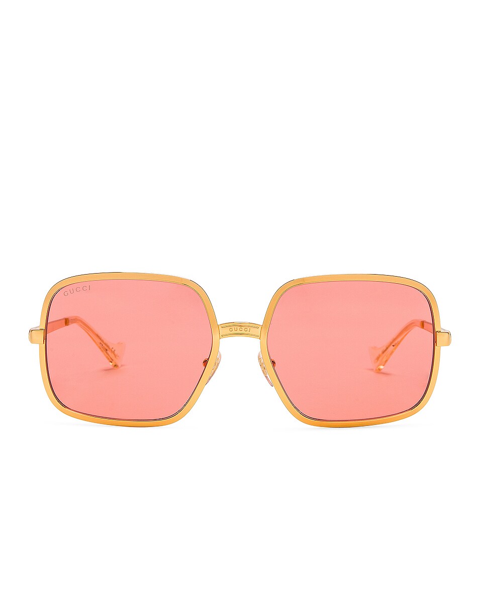 Image 1 of Gucci Oversize Square Sunglasses in Shiny Yellow Gold