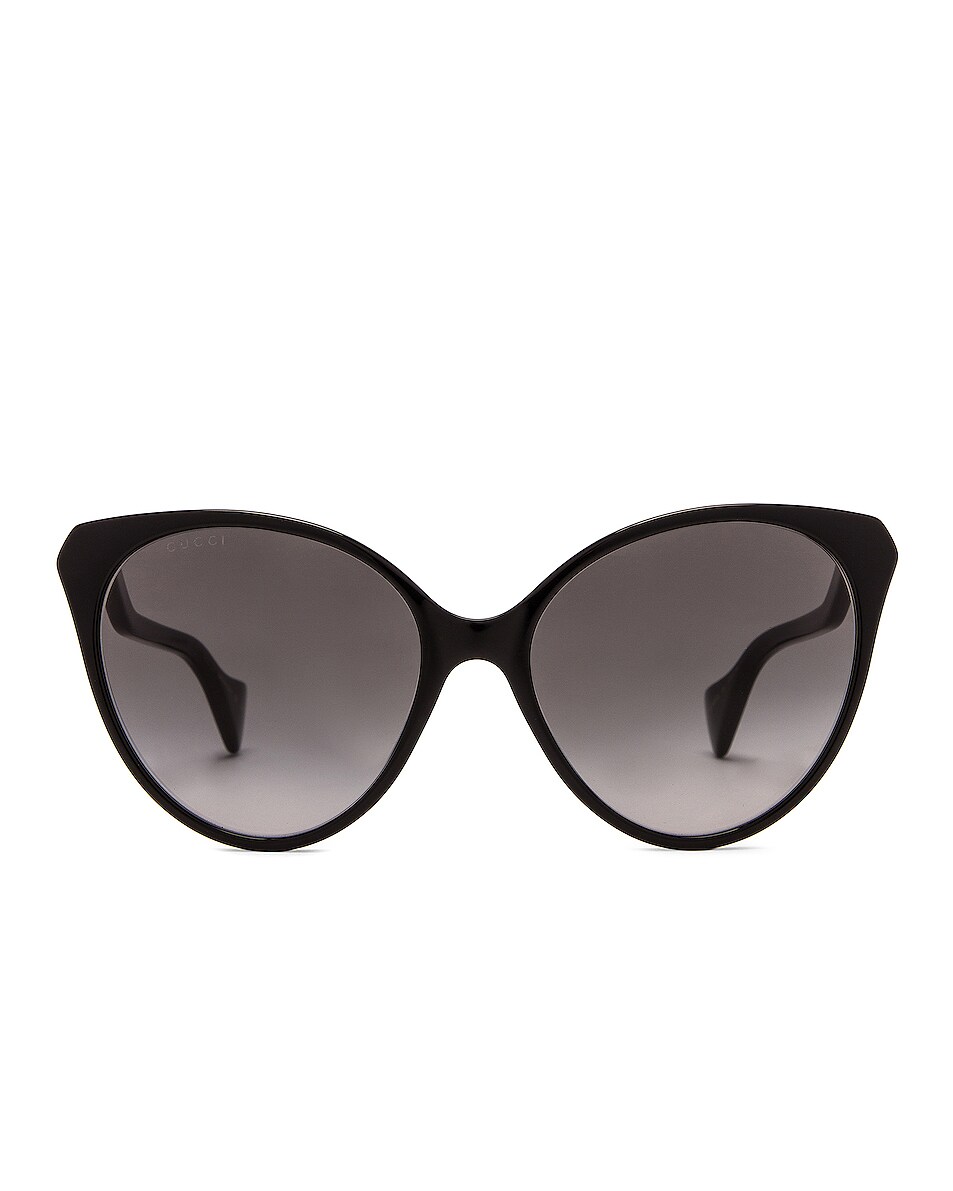 Image 1 of Gucci Mini Running Cat Eye Sunglasses in Shiny Solid Black