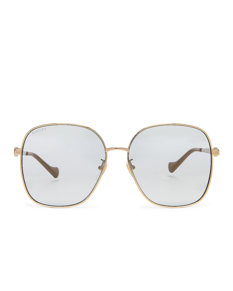 Image 1 of Gucci Metal Square Sunglasses in Light Azure & Gold