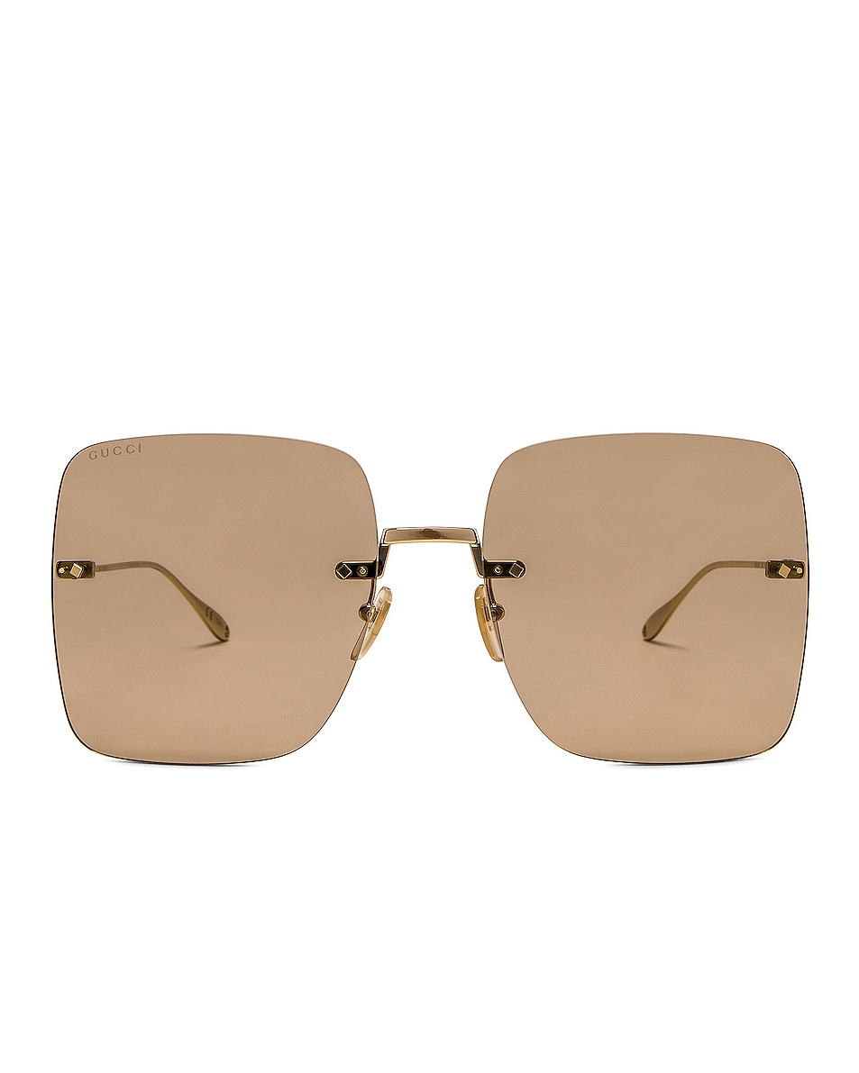 Image 1 of Gucci Square Metal Sunglasses in Gold