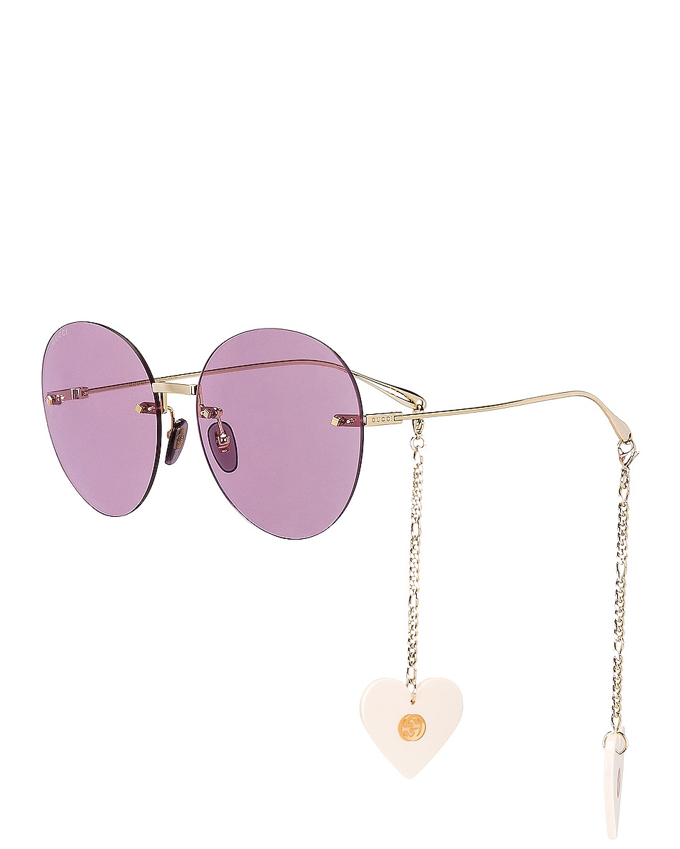 Image 1 of Gucci Round Metal Sunglasses in Gold