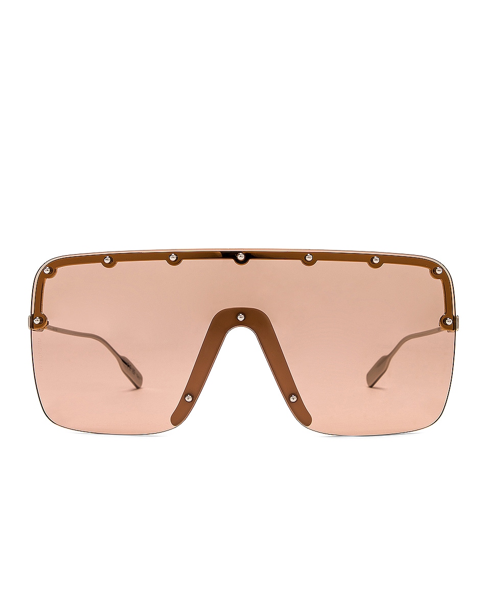 Image 1 of Gucci Shield Sunglasses in Gold, Silver, & Pink