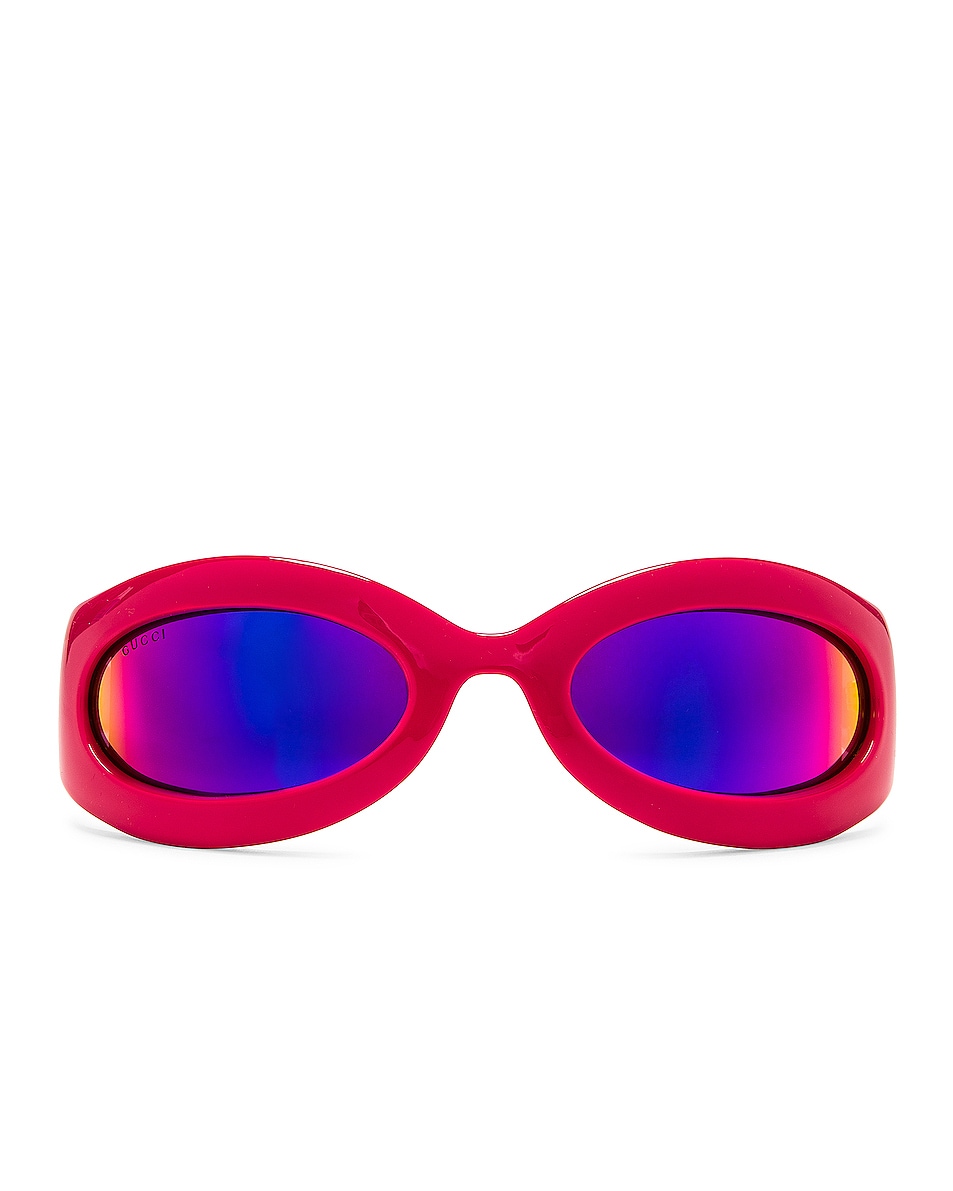 Image 1 of Gucci Oval Sunglasses in Red & Pink