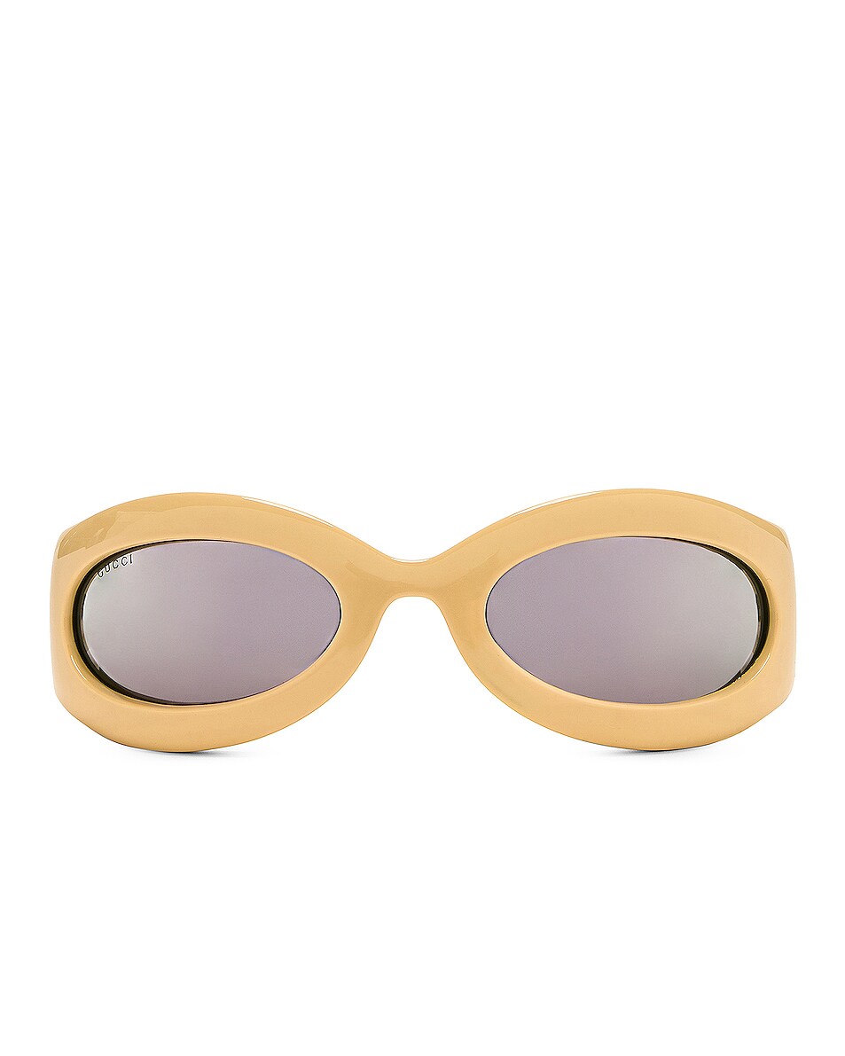 Image 1 of Gucci Oval Sunglasses in Yellow & Silver