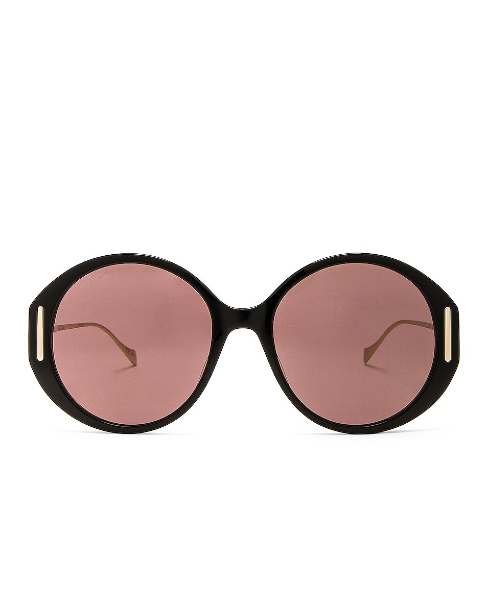 Image 1 of Gucci Oversized Round Metal Sunglasses in Black