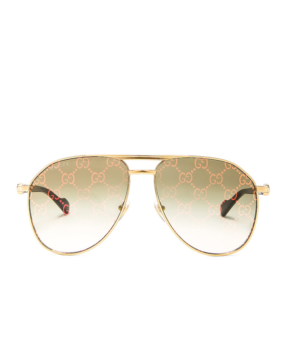 Image 1 of Gucci Pilot Metal Sunglasses in Gold