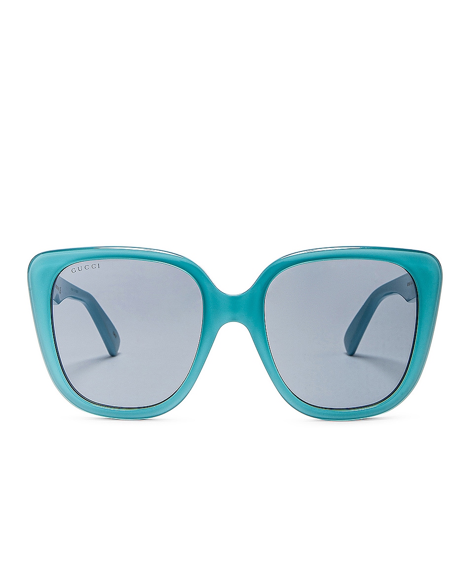 Image 1 of Gucci Cat Eye Sunglasses in Glossy Mid Blue