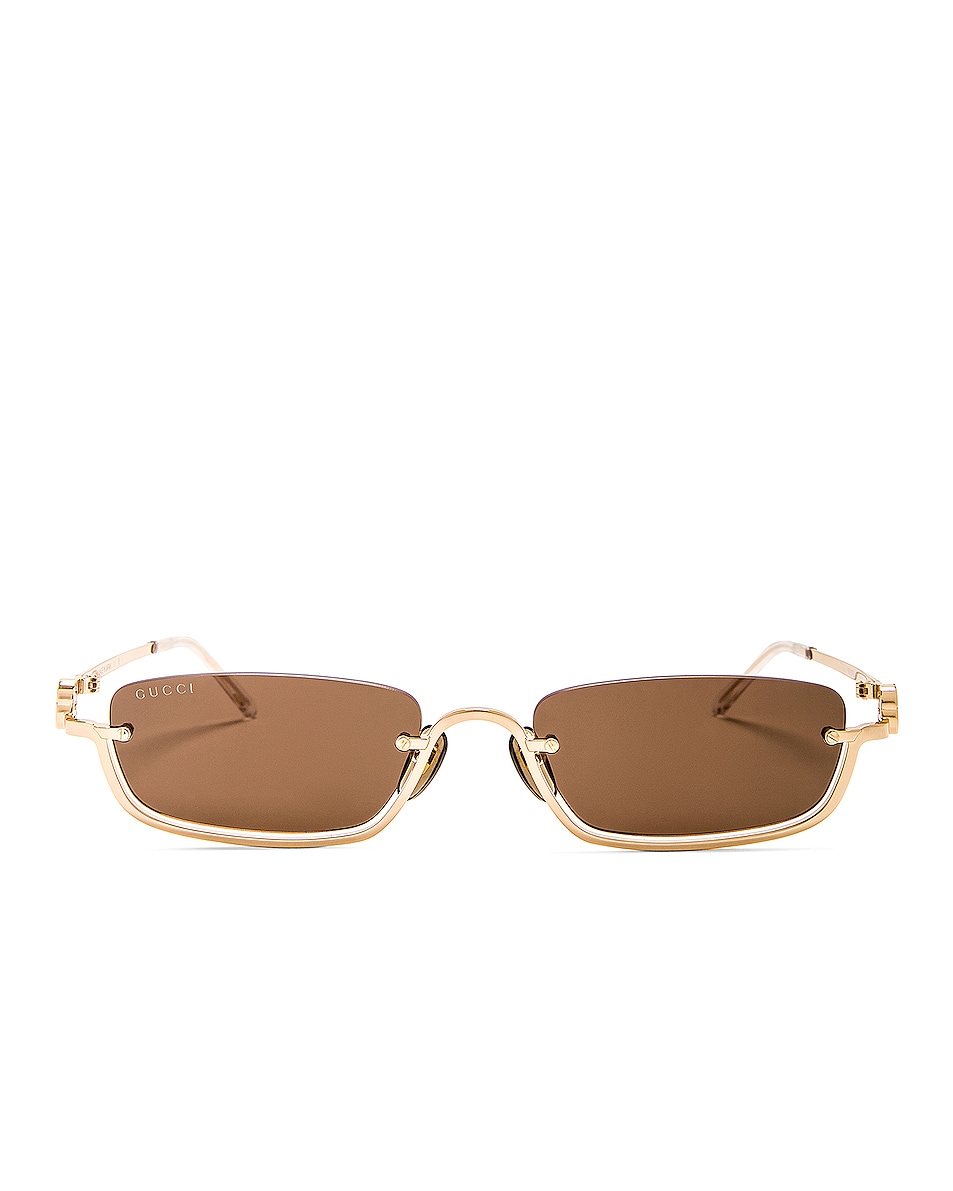 Image 1 of Gucci Rectangular Sunglasses in Gold