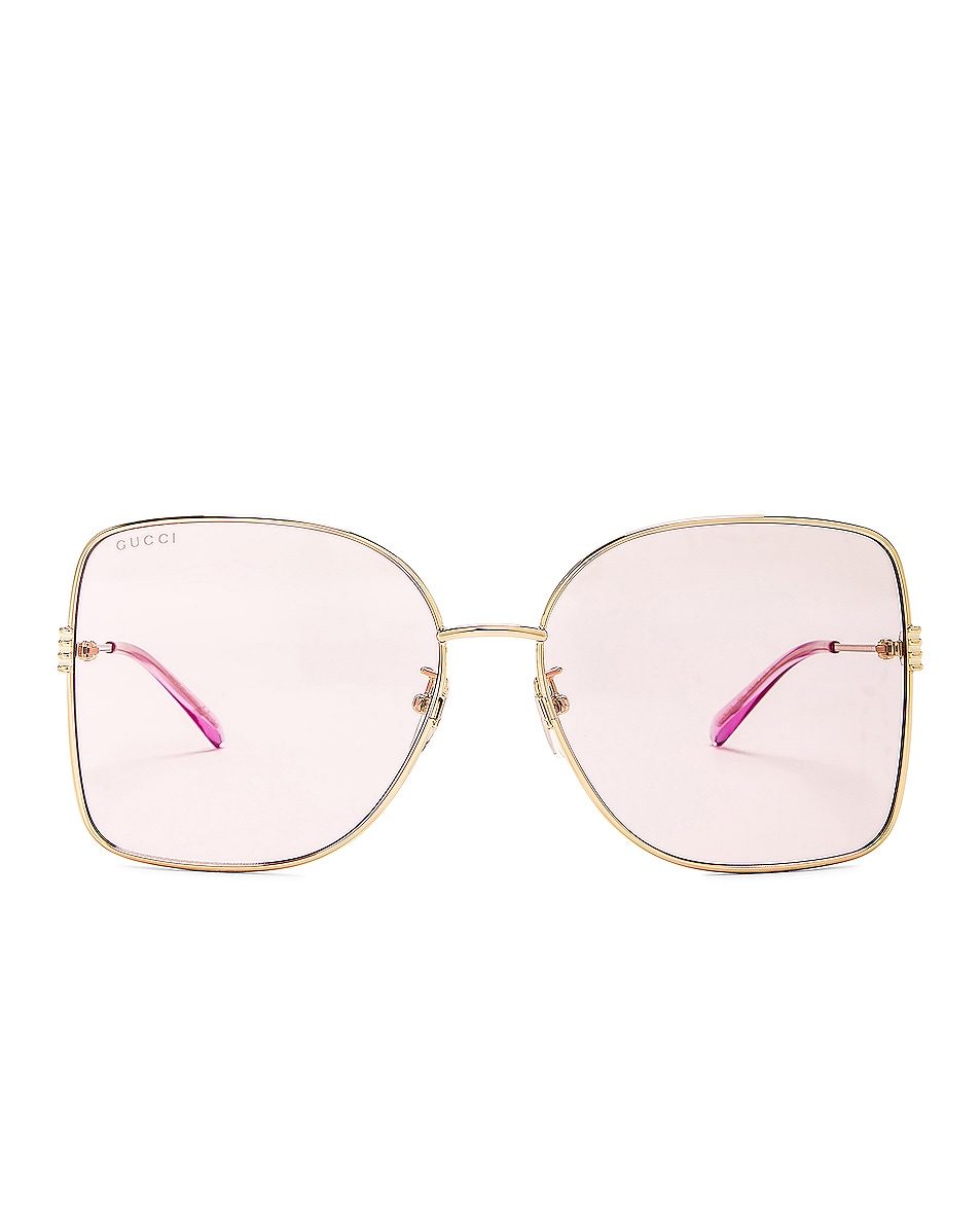 Image 1 of Gucci Square Sunglasses in Gold & Pink