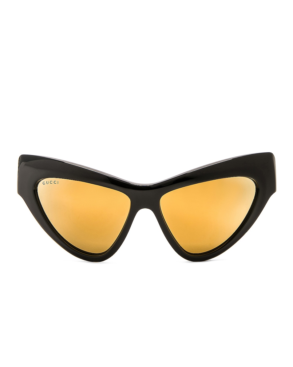 Image 1 of Gucci Sharp Cat Eye Sunglasses in Black & Gold