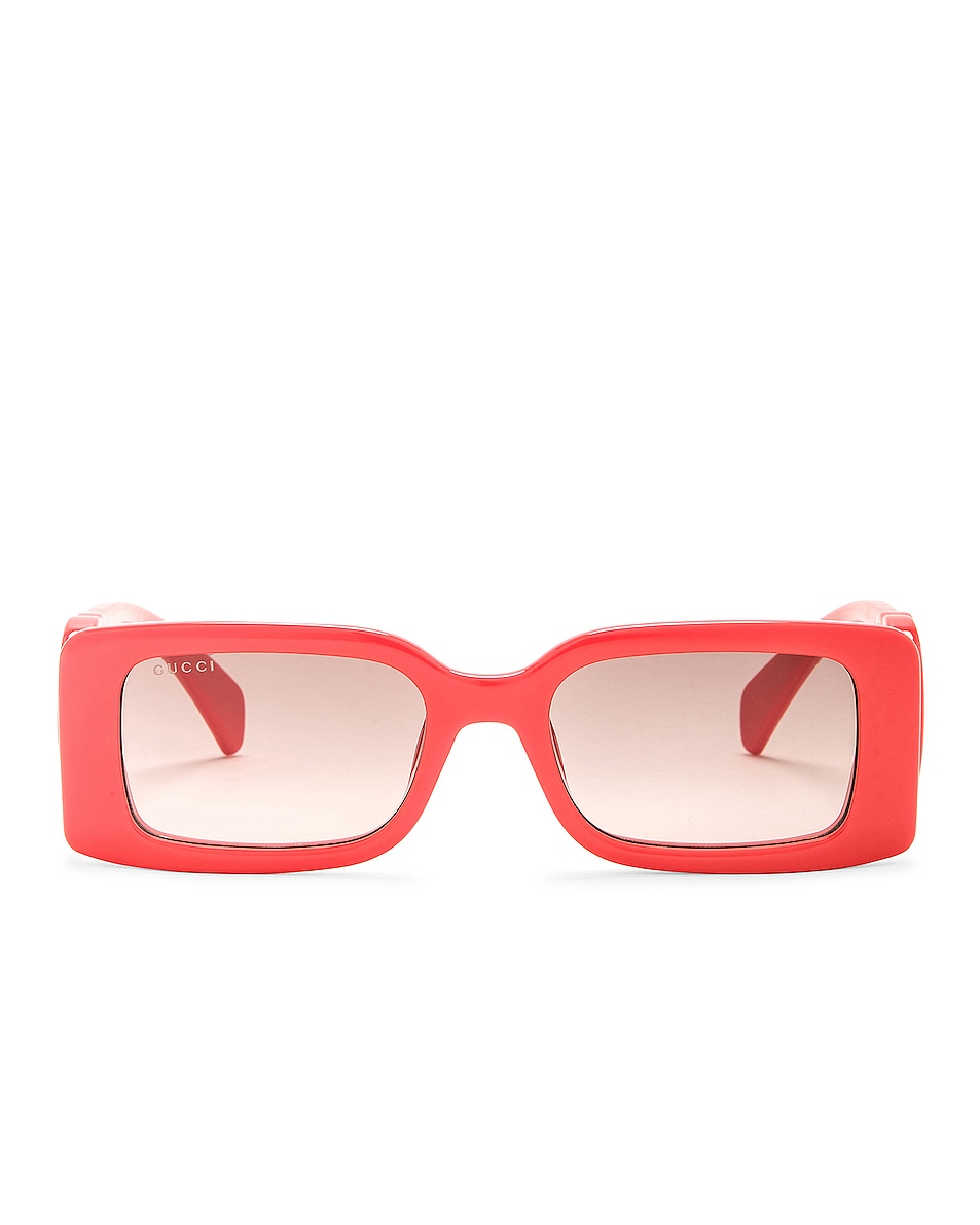 Image 1 of Gucci Chaise Longue Rectangular Sunglasses in Bright Red