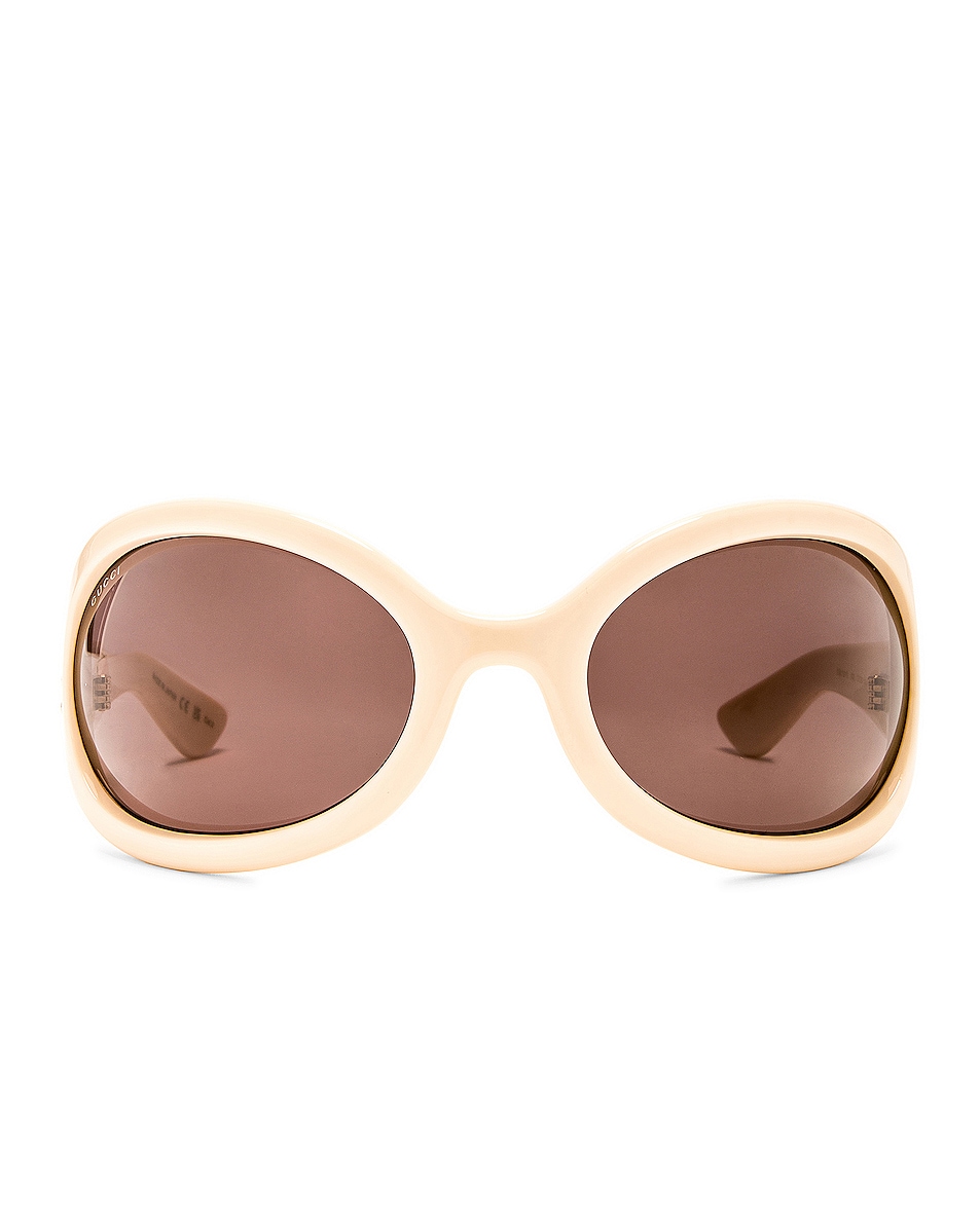 Image 1 of Gucci Wrap Sunglasses in Ivory