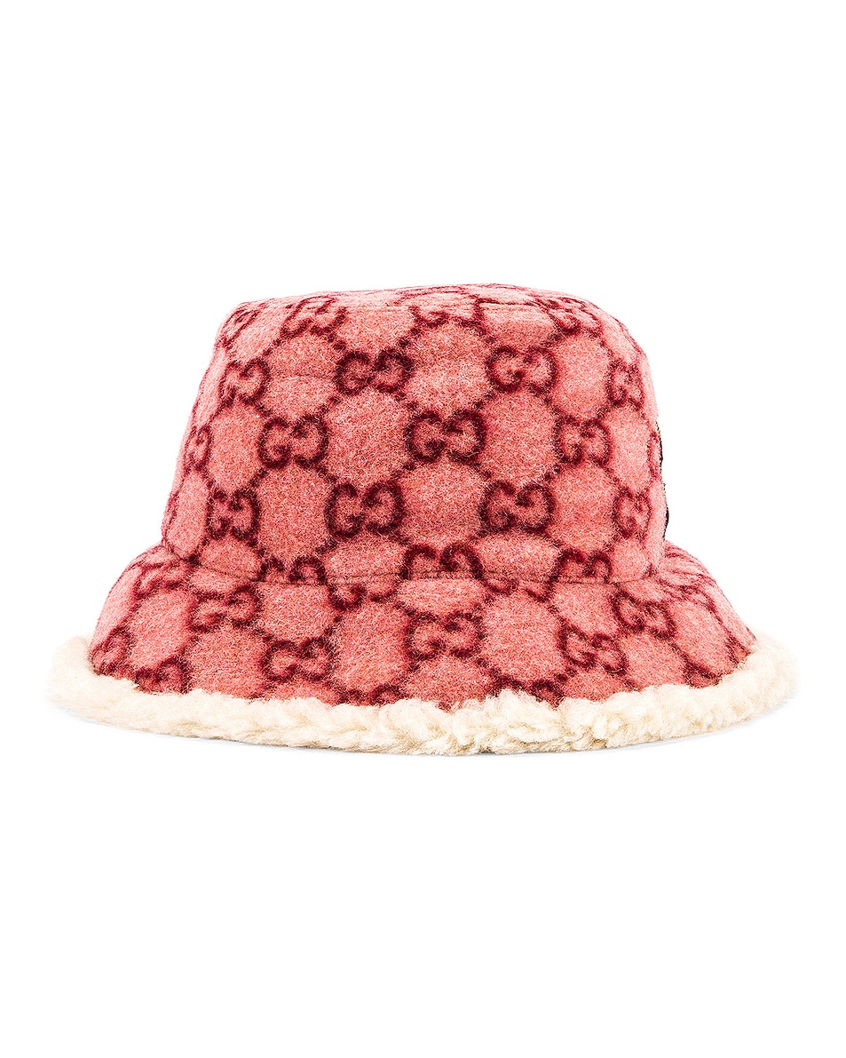 Image 1 of Gucci GG Bucket Hat in Roseate & White
