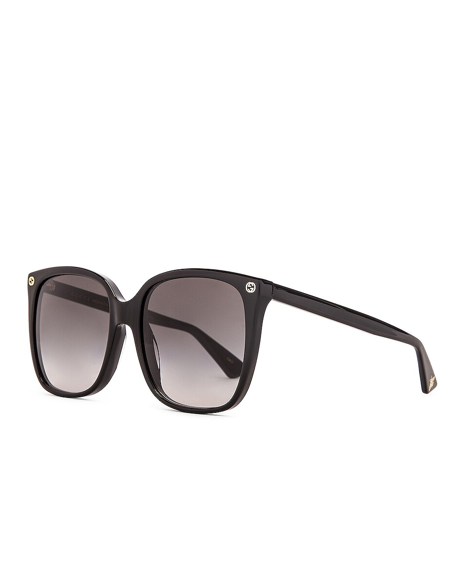 Gucci Oversized Rectangular Sunglasses in Black & Grey | FWRD