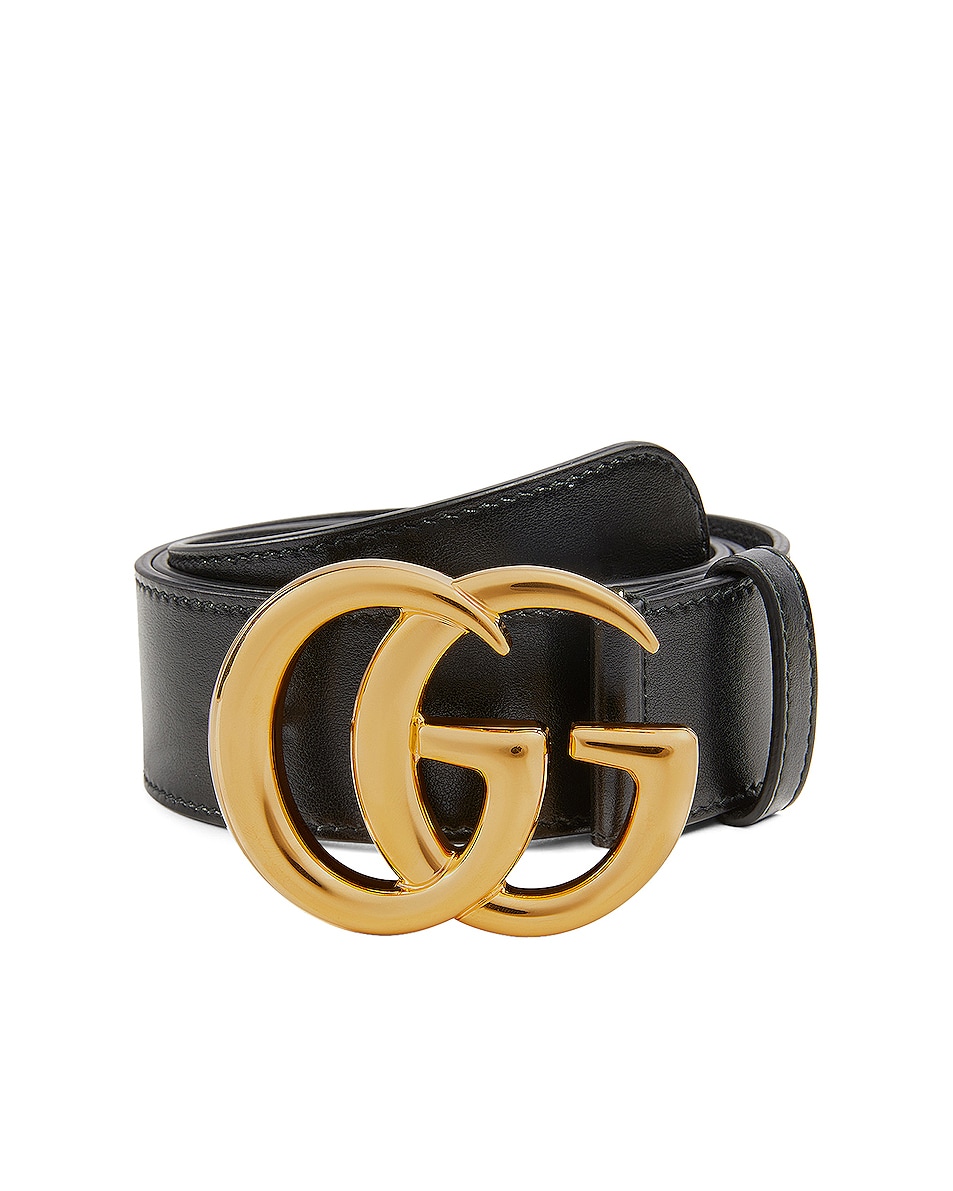 Image 1 of Gucci GG Leather Belt in Black