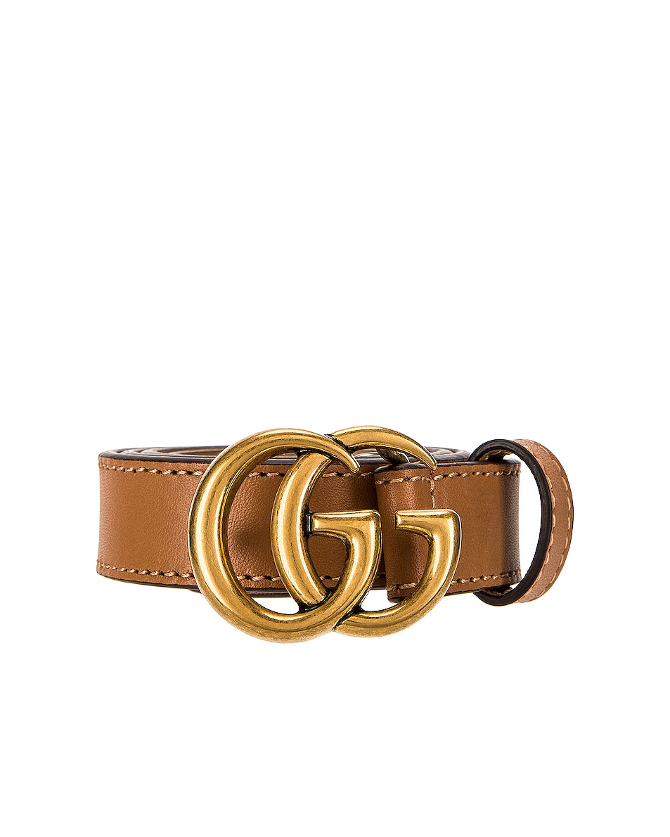 Image 1 of Gucci GG Leather Belt in Natural Tan