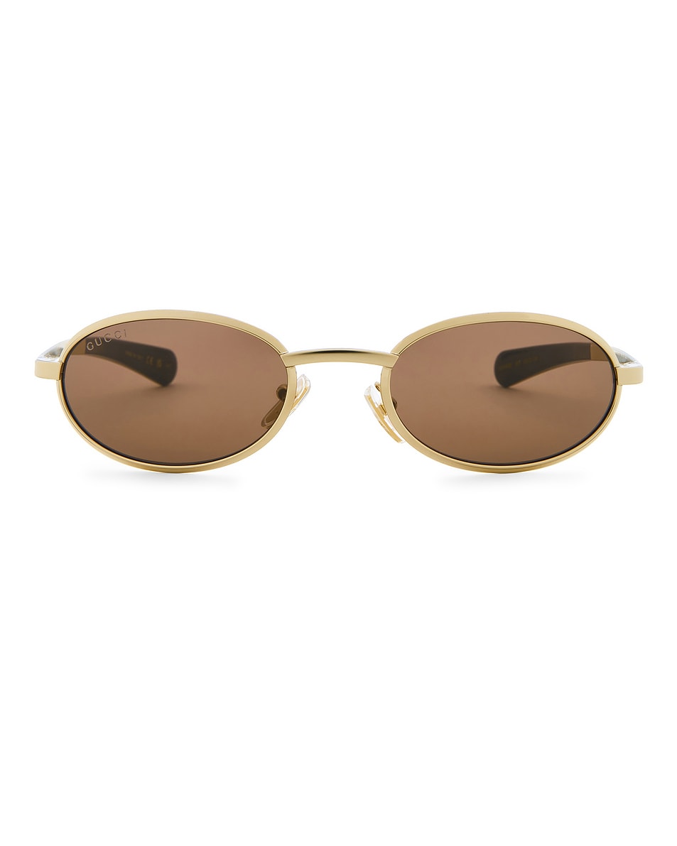 Image 1 of Gucci Oval Sunglasses in Gold & Brown