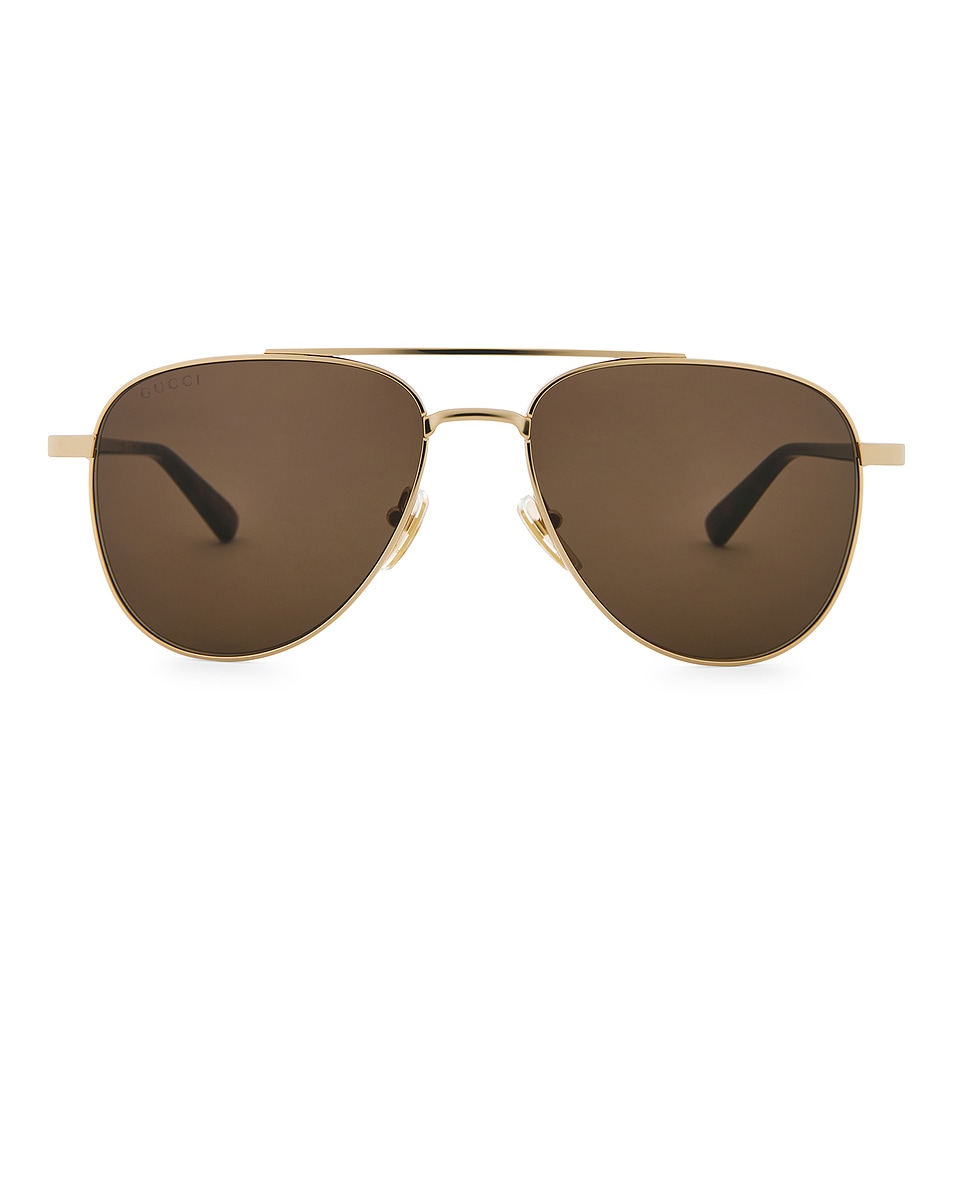 Image 1 of Gucci Aviator Sunglasses in Gold, Havana, & Brown