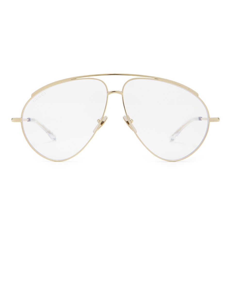 Image 1 of Gucci Aviator Chain Eyeglasses in Gold & Transparent