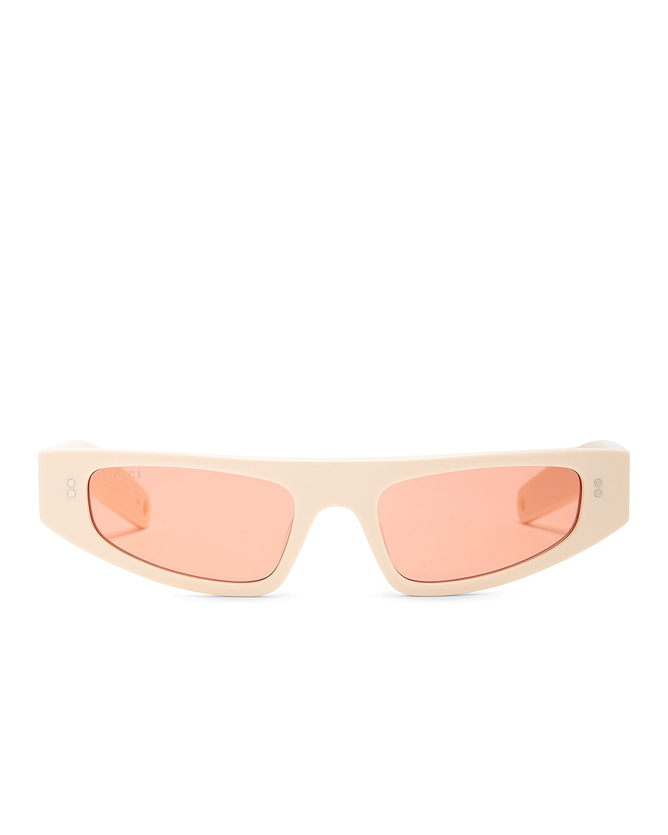 Image 1 of Gucci Fashion Show Cat Eye Sunglasses in Shiny Solid Ivory