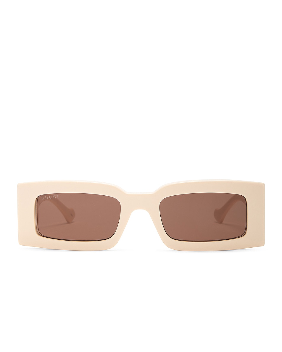 Image 1 of Gucci Generation Rectangular Sunglasses in Shiny Solid Ivory