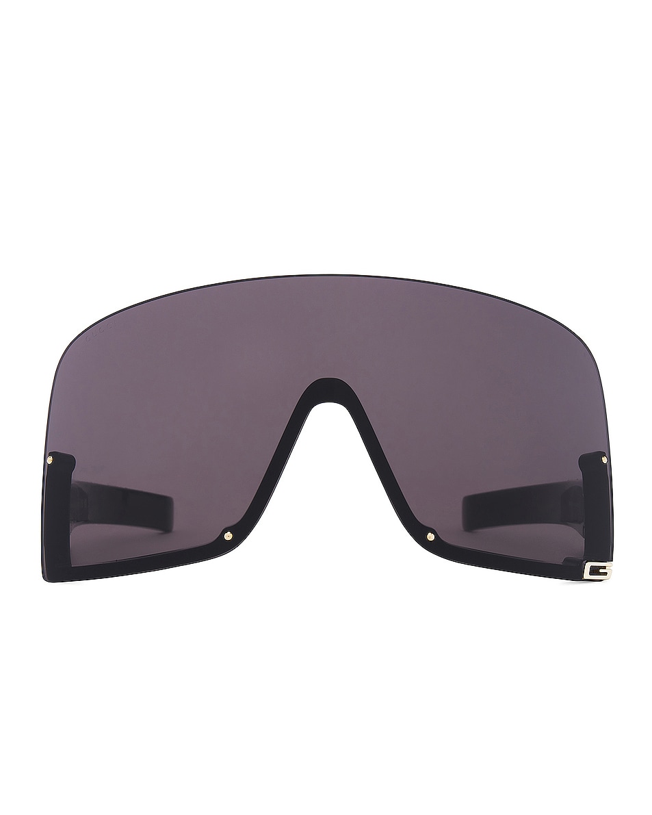Image 1 of Gucci Rimless Mask Sunglasses in Black & Grey