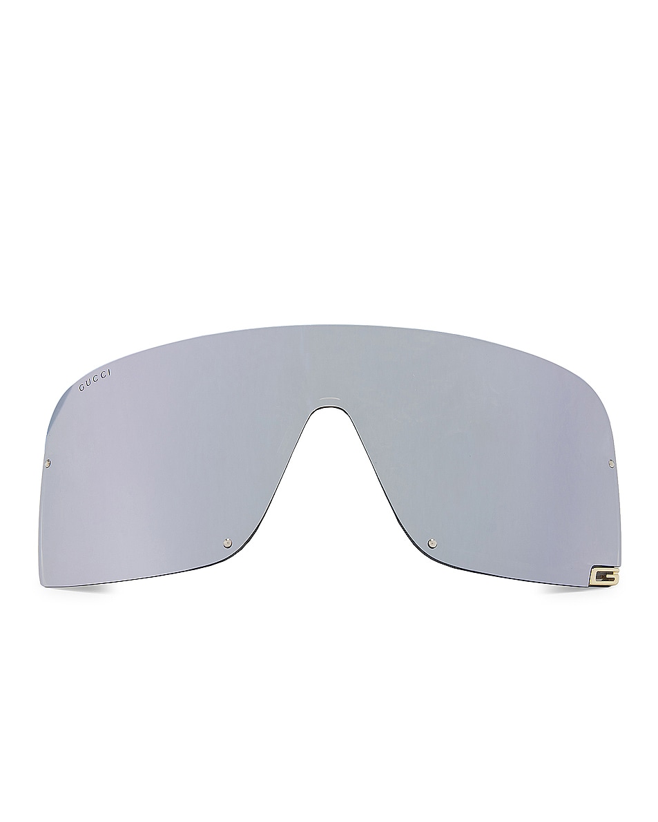 Image 1 of Gucci Fashion Show Mask Sunglasses in Shiny Transparent Light Grey
