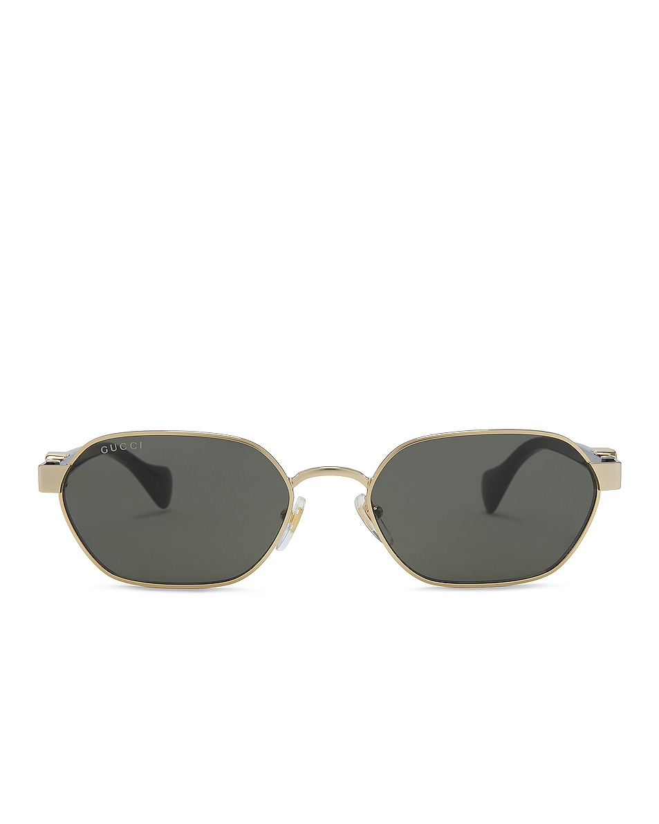 Image 1 of Gucci Mini Running Oval Sunglasses In Gold & Black in Gold & Black